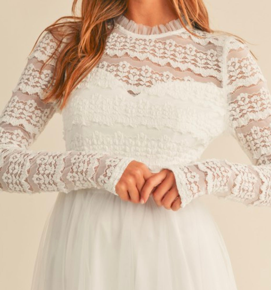 Stunning White Lace Tulle MIDI Dress – Casa Bella Gifts