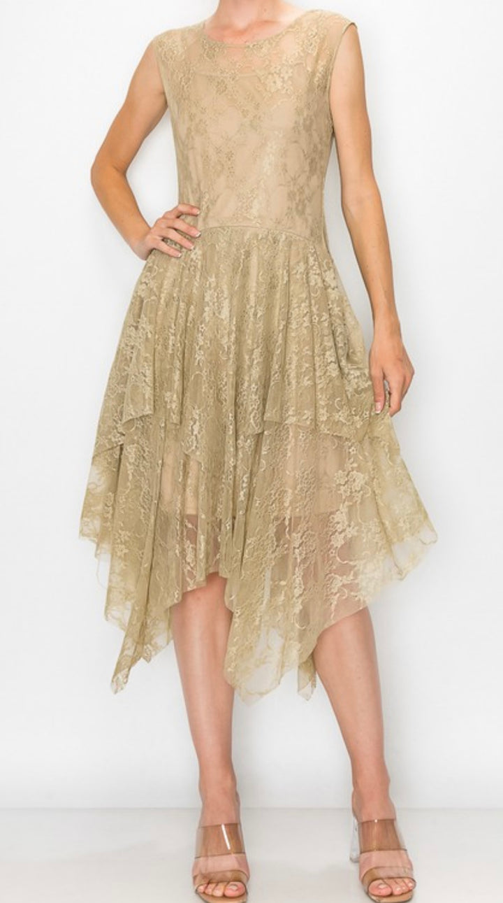 chinese dress ladies Liliana Taupe Lace Dress – The Lace Anchor