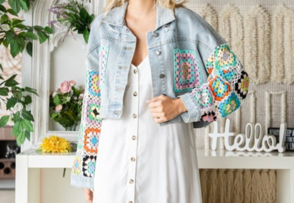 DISCOVERED CROCHET DENIM BLOUSON 2025SS Crochet Denim Jacket