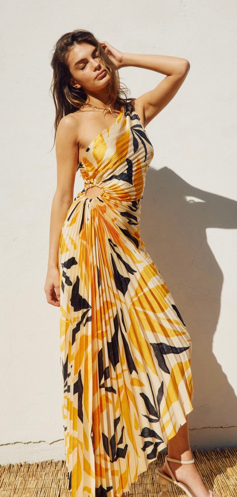 Mango/Black Pleated Maxi Dress Casa Bella Gifts Mango/Black Pleated Maxi Dress Casa Bella Gifts