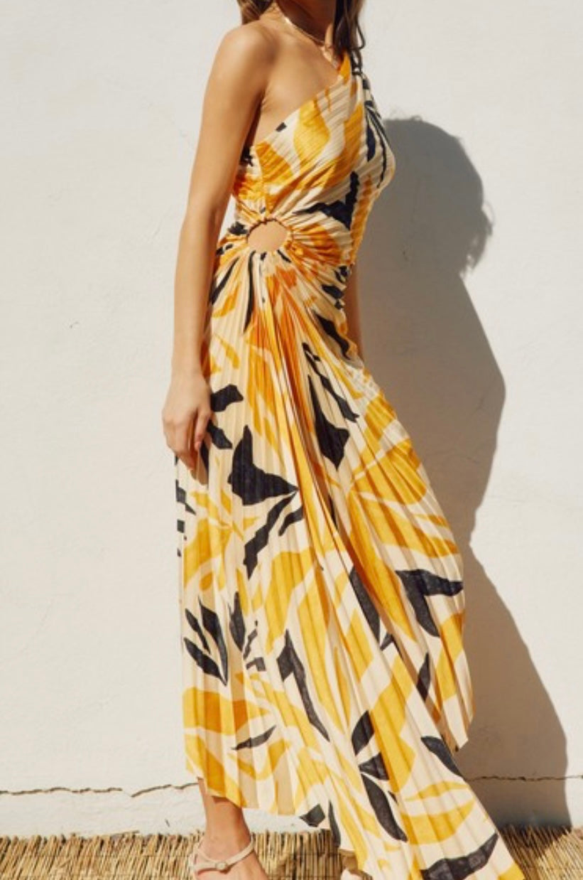 Mango/Black Pleated Maxi Dress – Casa Bella Gifts